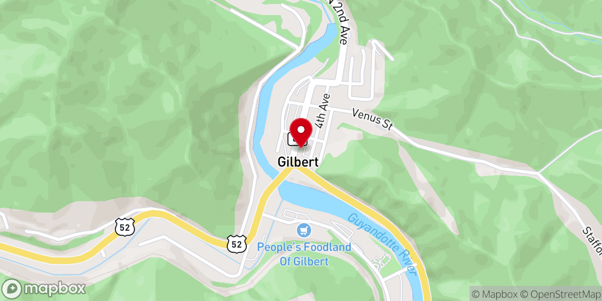 Map showing location of Gilbert Presbyterian Church