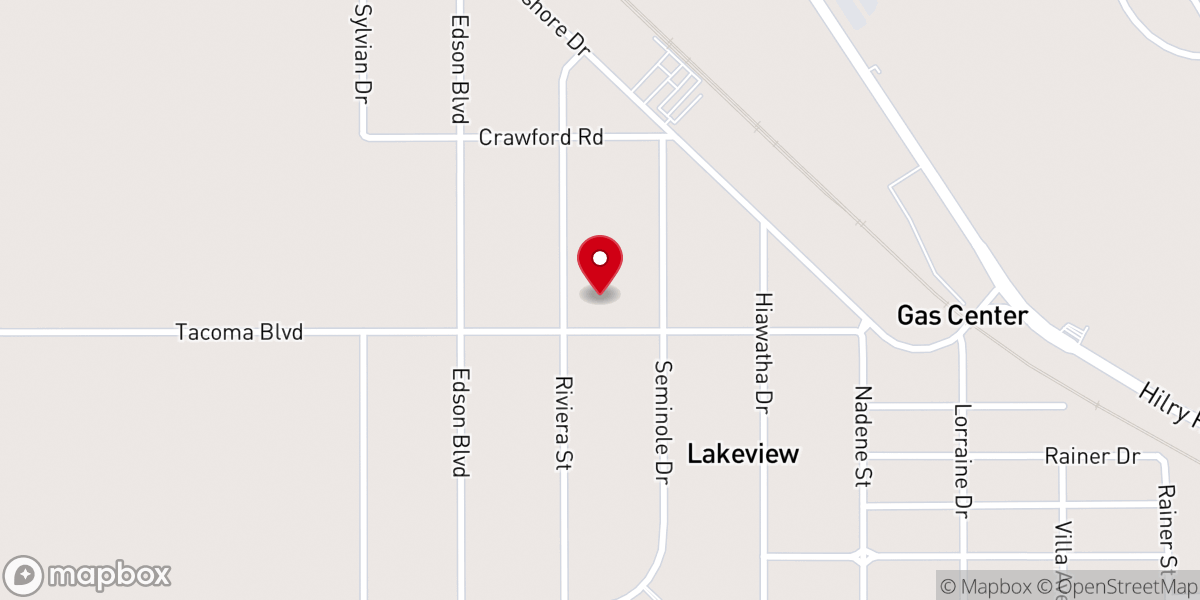 Map showing location of Lakeview Baptist Church