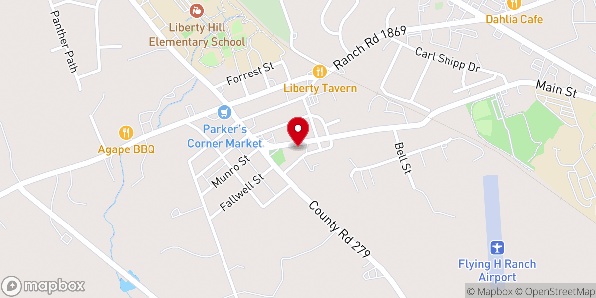 Map showing location of One Chapel Liberty Hill