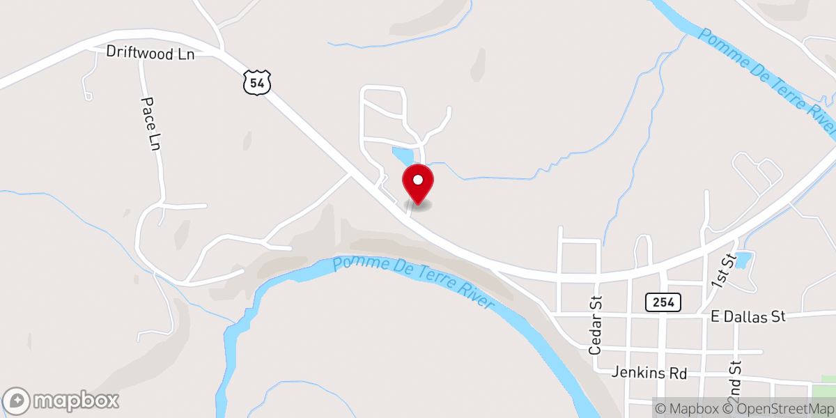 Map showing location of Assembly of God Church
