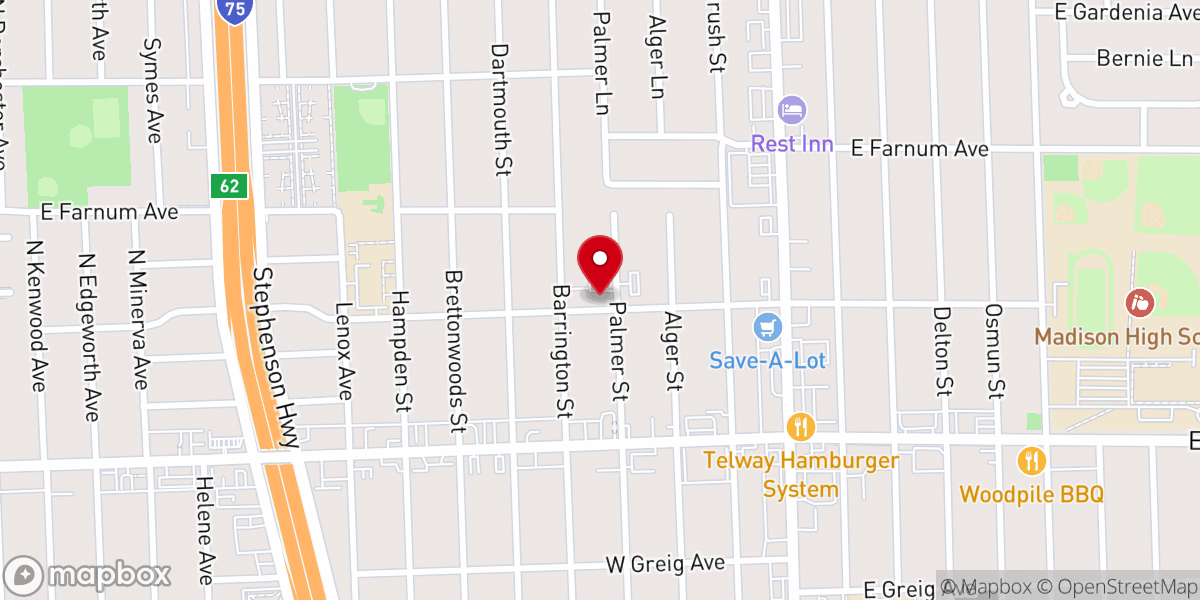 Map showing location of Nehemiah's Temple of the Apostolic Faith