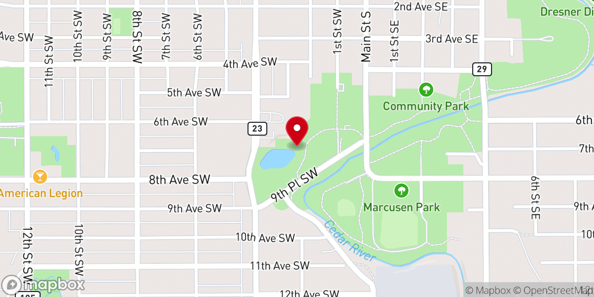 Map showing location of Bandshell Community Park