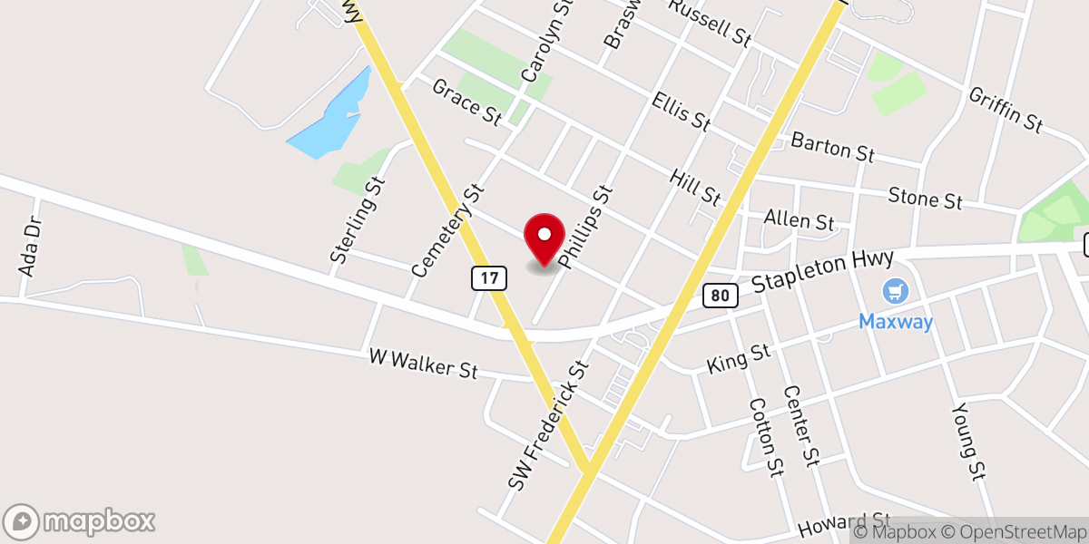 Map showing location of Wrens Church of God
