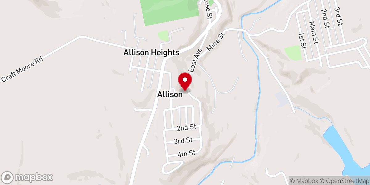 Map showing location of Allison Christian Church