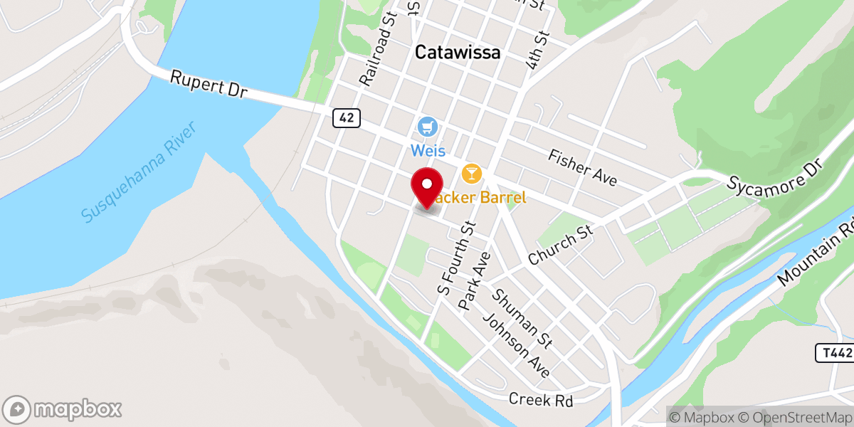 Map showing location of Catawissa Friends Meeting House
