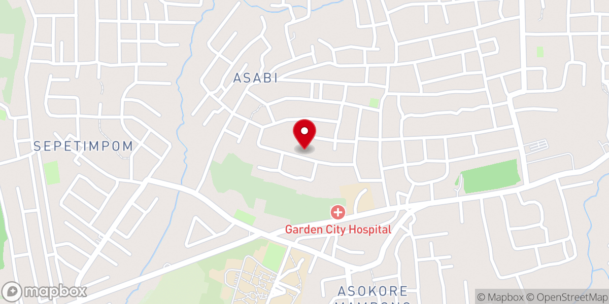 Map showing location of Presbyterian church, Asokore Mampong