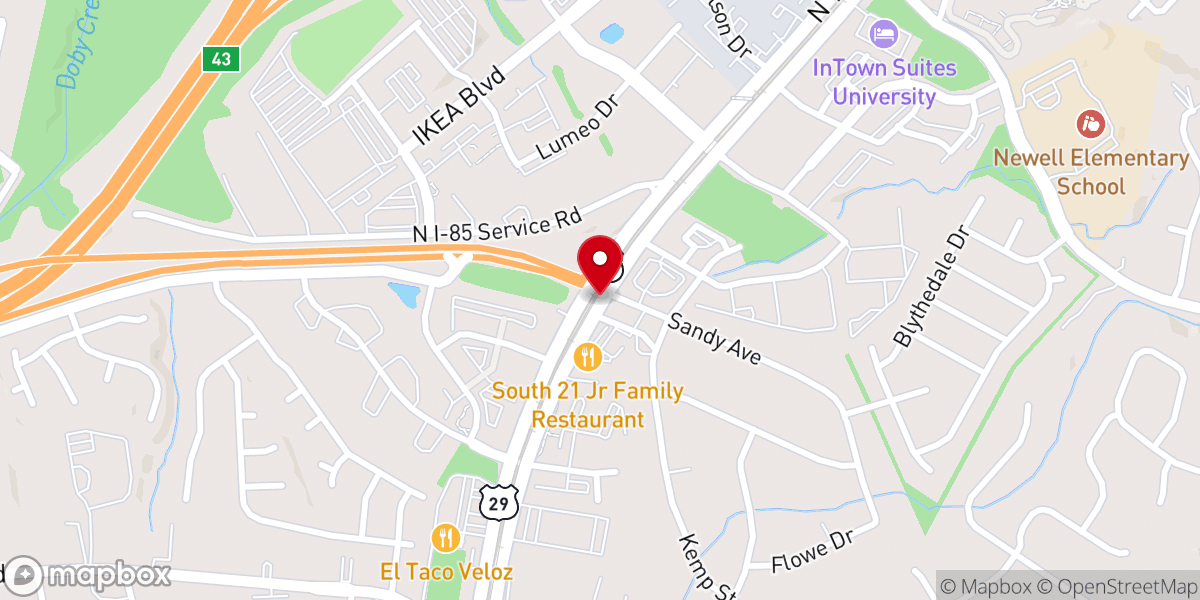 Map showing location of Romanian Baptist Church of Charlotte