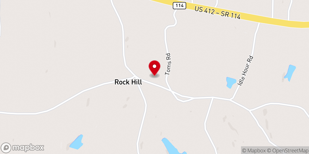 Map showing location of Rock Hill Baptist Church