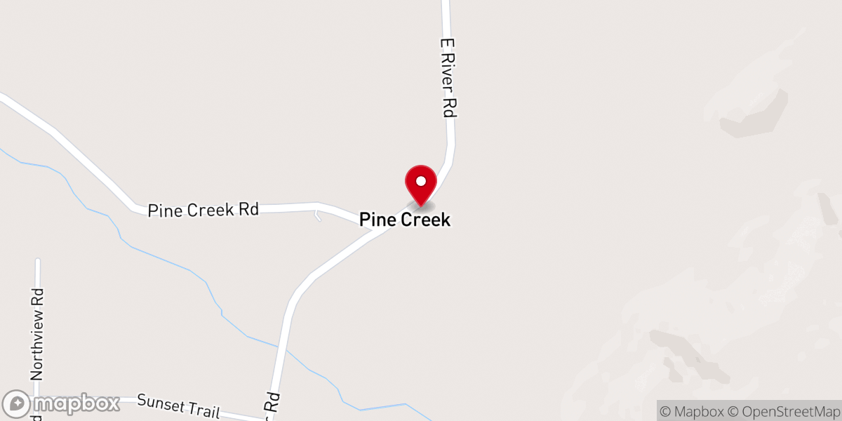Map showing location of Pine Creek Lodge