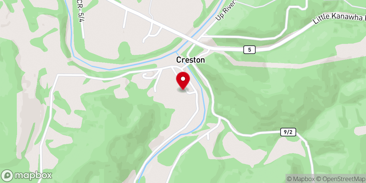 Map showing location of Creston United Methodist Church