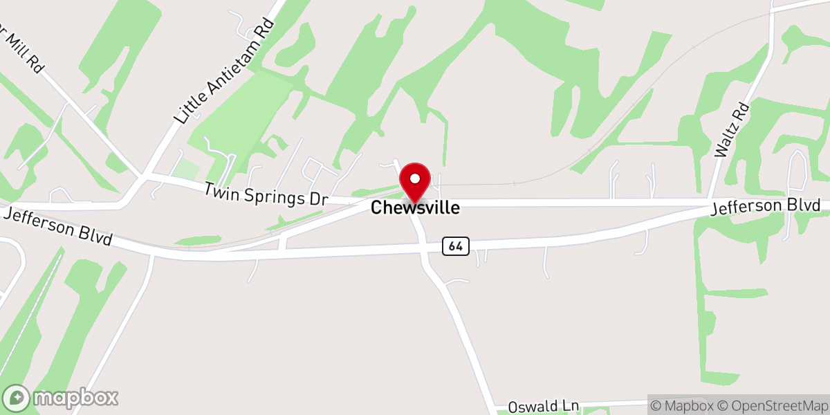 Map showing location of Chewsville