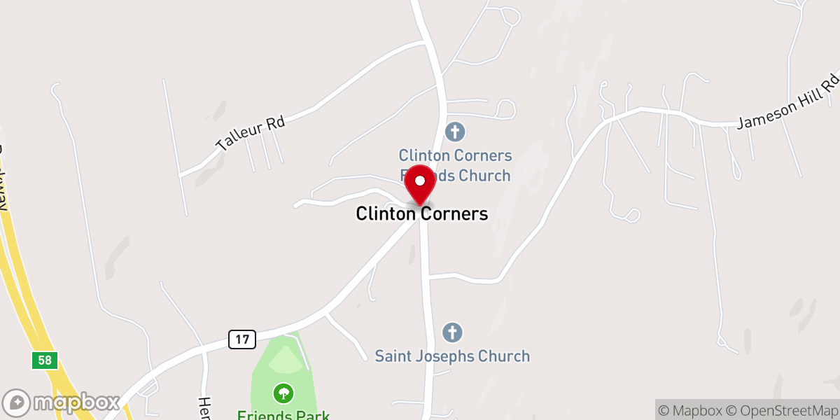 Map showing location of Clinton Corners