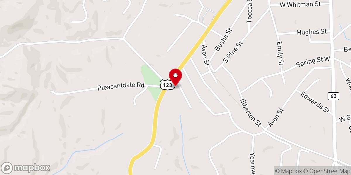 Map showing location of Zebulon Baptist Church