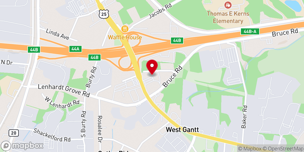 Map showing location of The Church at West Gantt