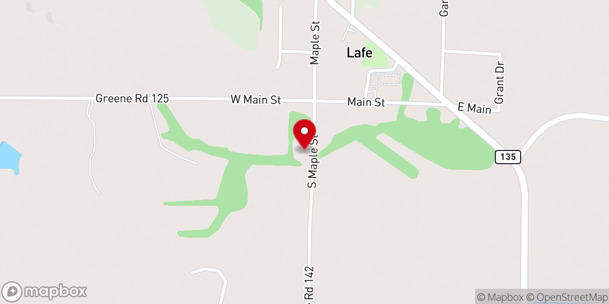 Map showing location of Lafe Baptist Church