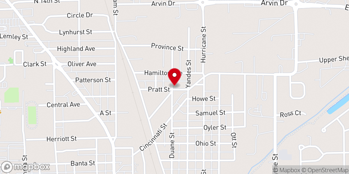 Map showing location of Franklin Apostolic Church