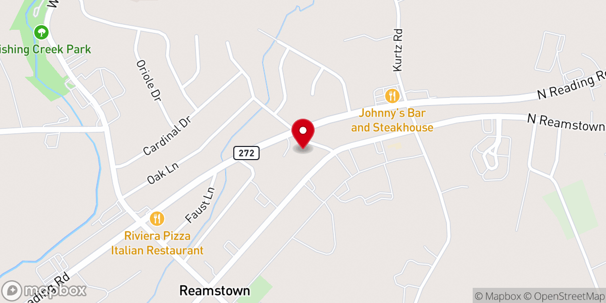 Map showing location of East Cocalico Church of the Brethren