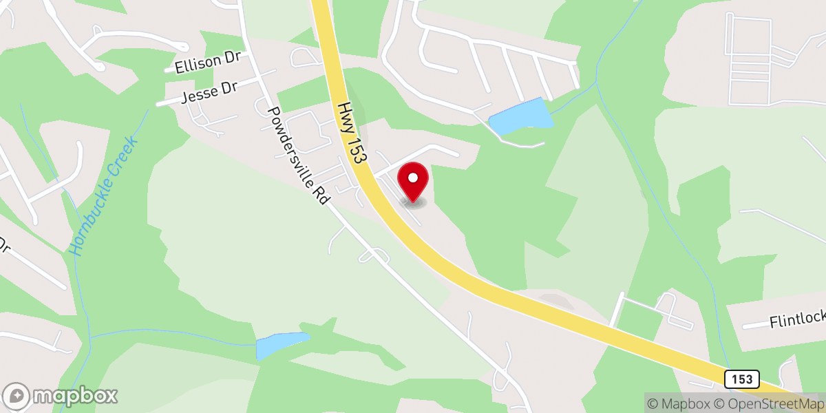 Map showing location of Powdersville First Baptist Church