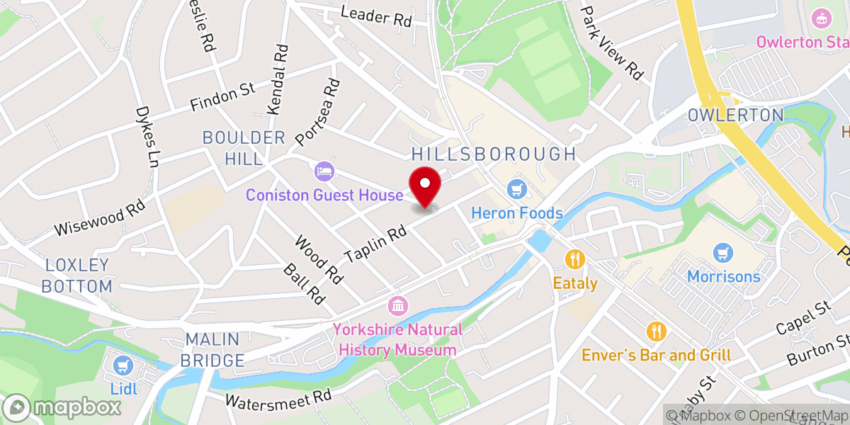 Map showing location of Hillsborough Baptist Church