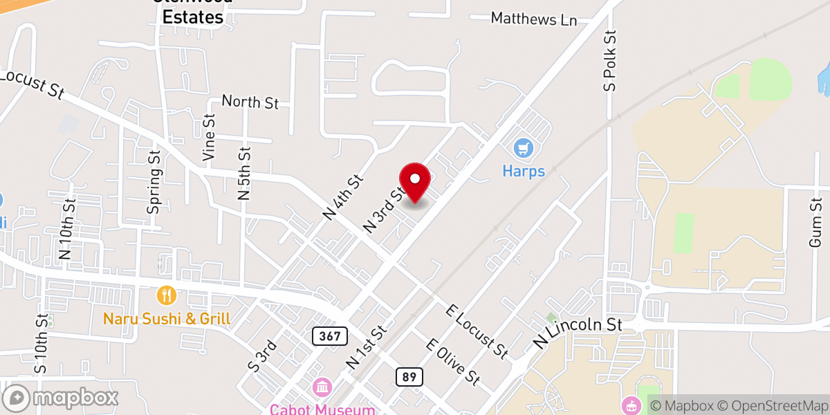 Map showing location of Cabot Church of Christ