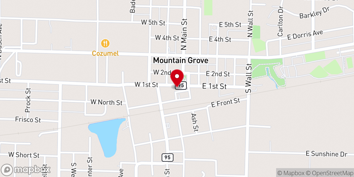 Map showing location of Mountain Grove Chamber