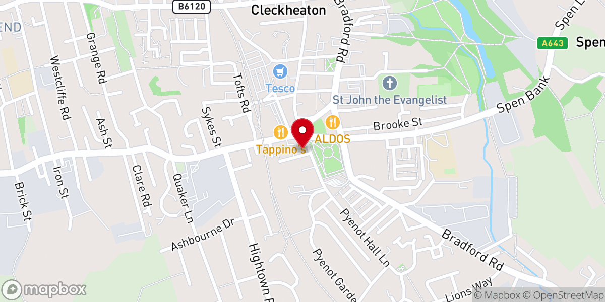 Map showing location of Cleckheaton Methodist Church & Community Centre