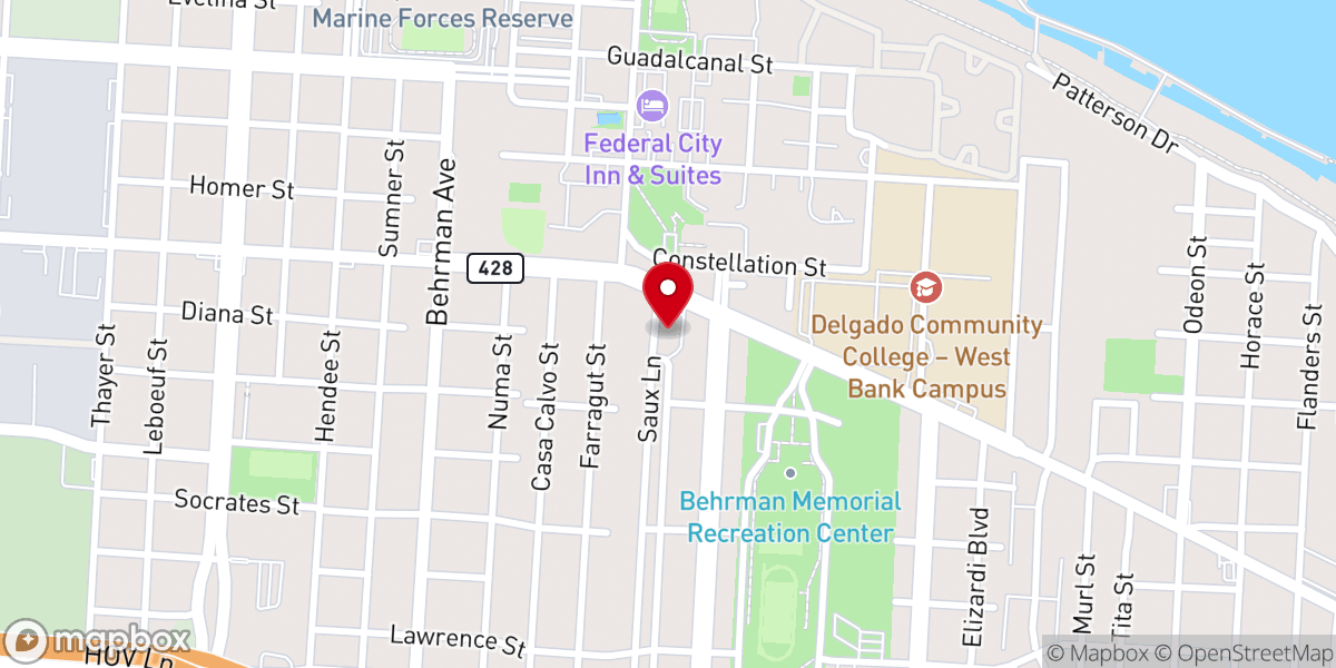 Map showing location of New Orleans Westbank United Seventh-Day Adventist Church