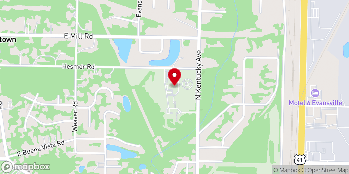 Map showing location of The Catholic Diocese of Evansville