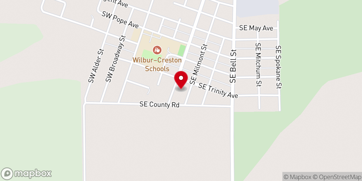 Map showing location of Wilbur Community Church