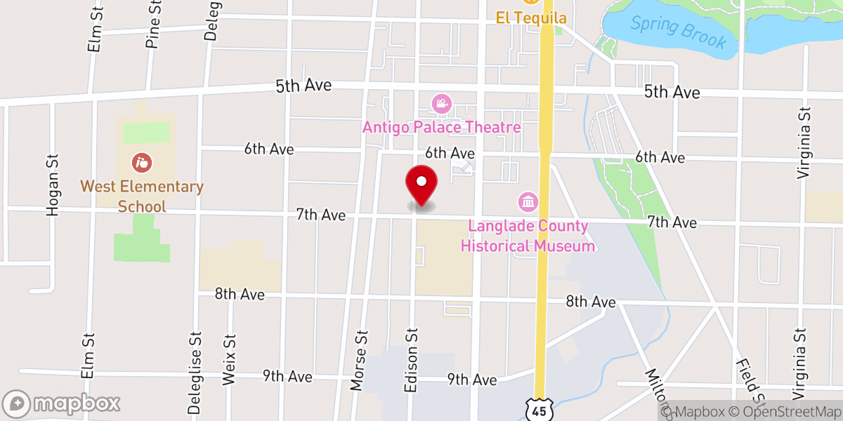 Map showing location of Antigo Christ Gospel Church