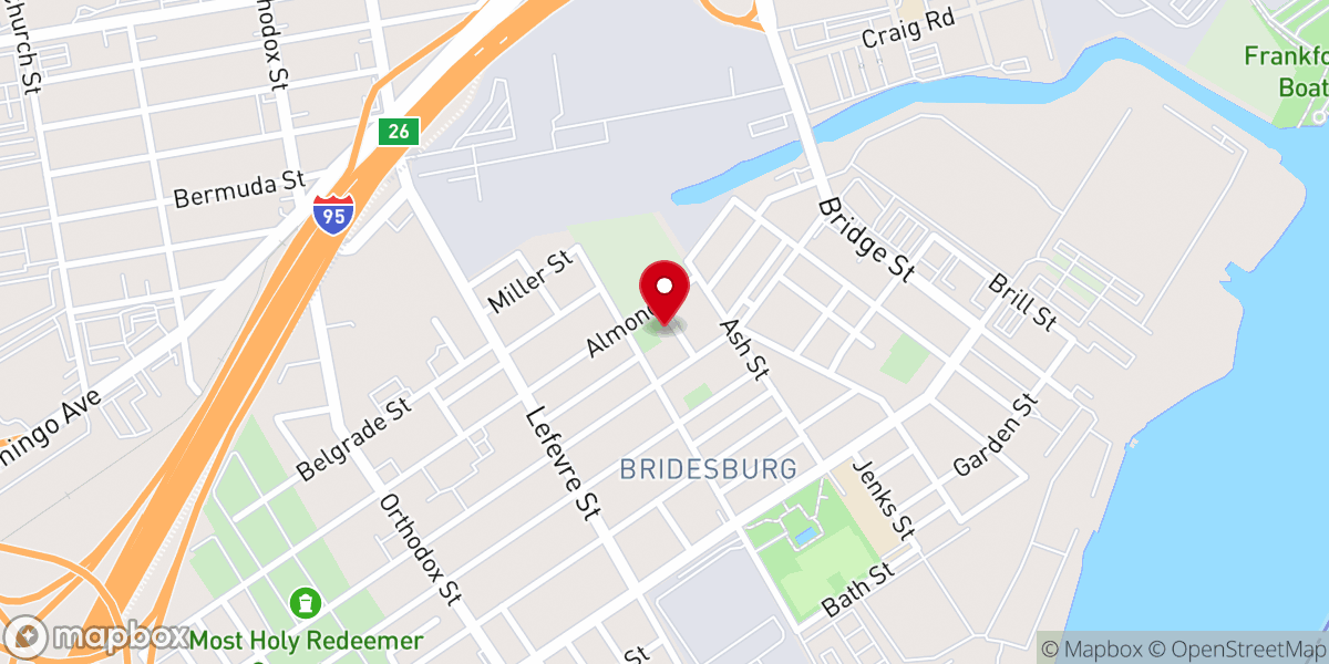 Map showing location of Emanuel United Church of Christ of Bridesburg