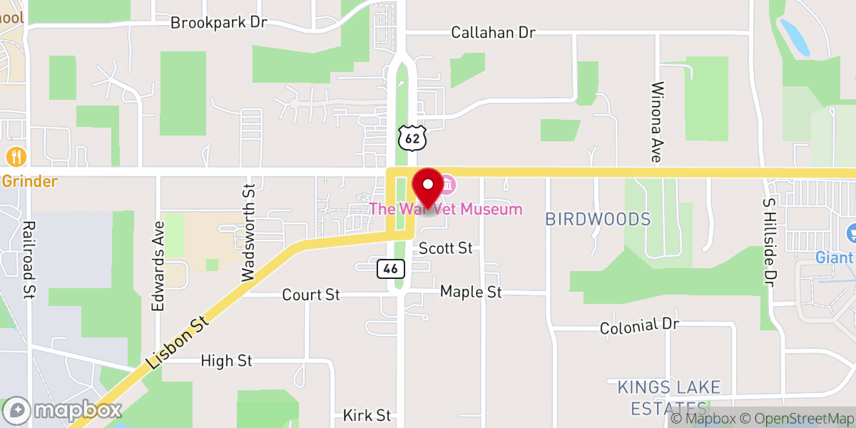 Map showing location of Canfield United Methodist Church