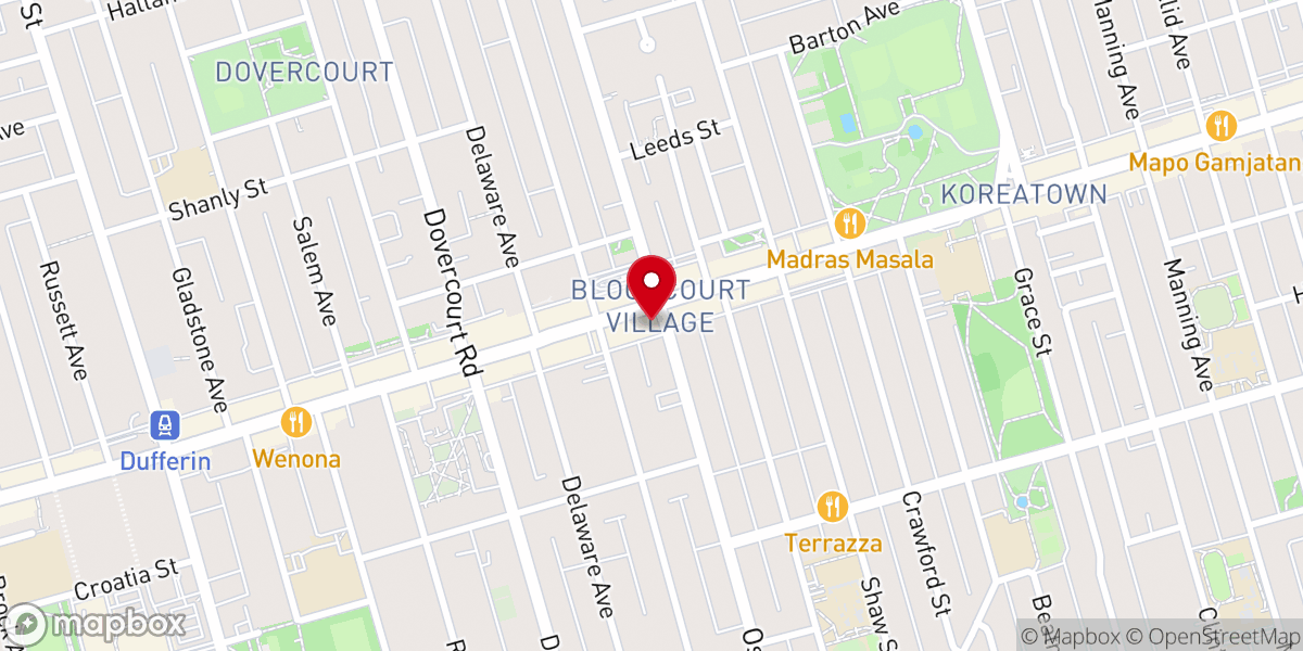 Map showing location of Ossington Avenue Baptist Church