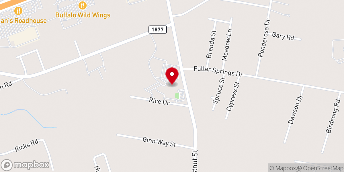Map showing location of Harmony Hill Baptist Church