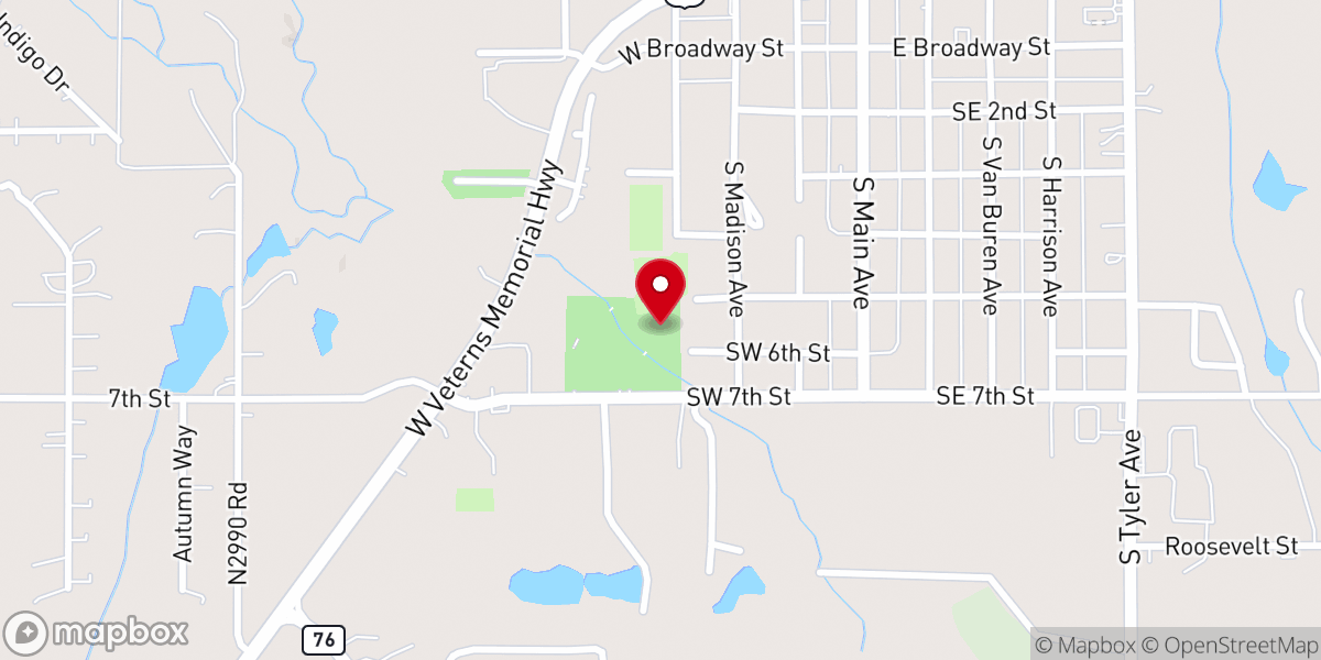 Map showing location of Lions Park