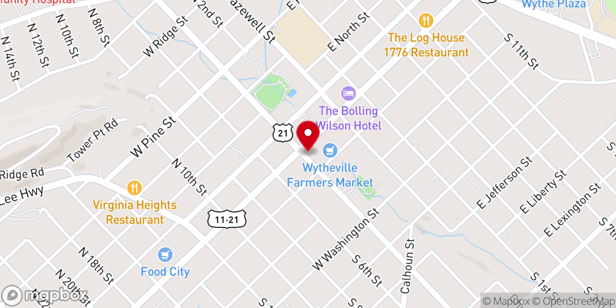 Map showing location of Wytheville Church of the Nazarene