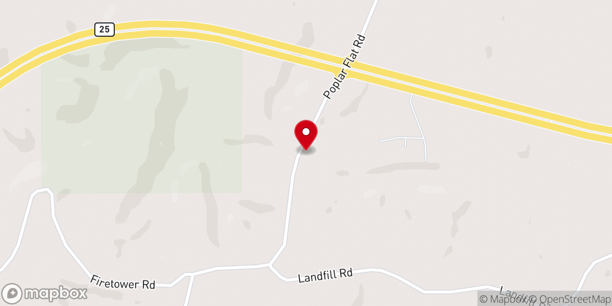 Map showing location of Poplar Flat Baptist Church