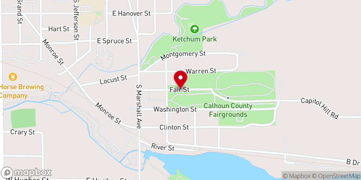 Map showing location of Calhoun County Fairgrounds