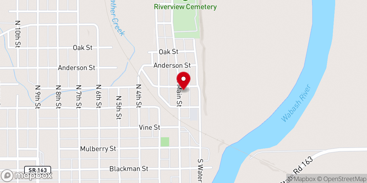 Map showing location of Assembly of God Church