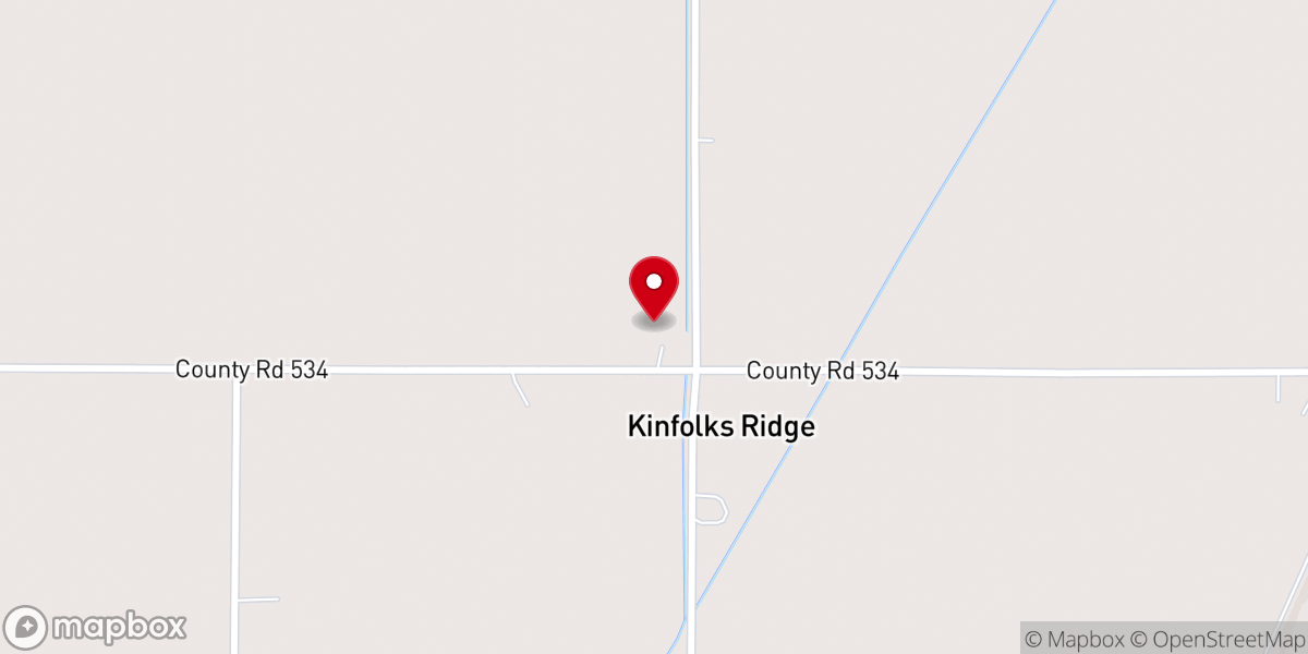 Map showing location of Kinfolks Ridge Baptist Church