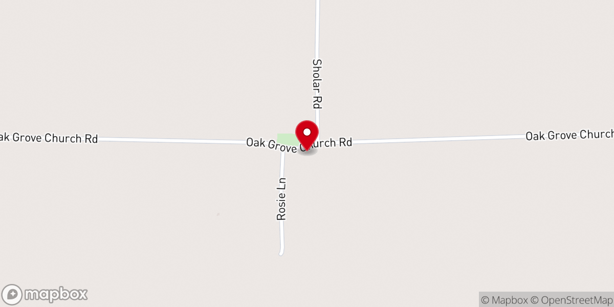 Map showing location of Oak Grove Missionary Baptist Church