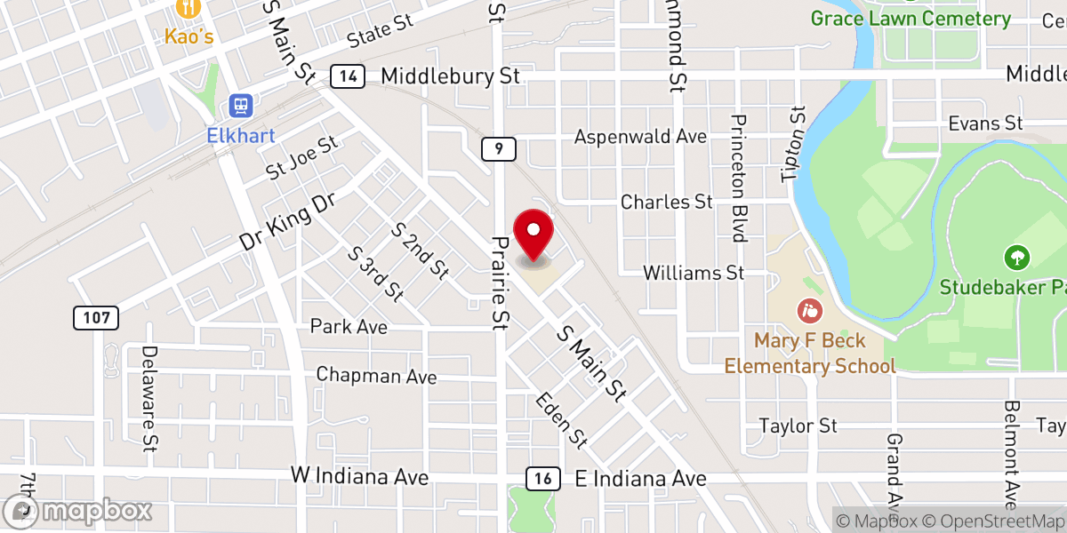 Map showing location of St. Vincent de Paul School