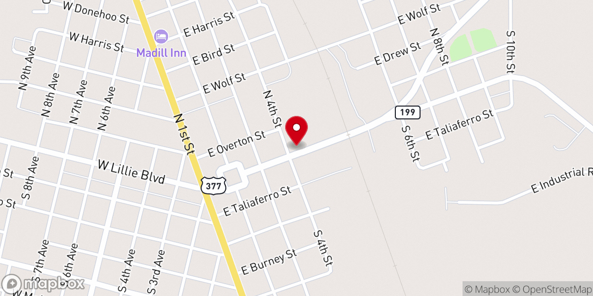 Map showing location of First Baptist Church - Food Distribution Center
