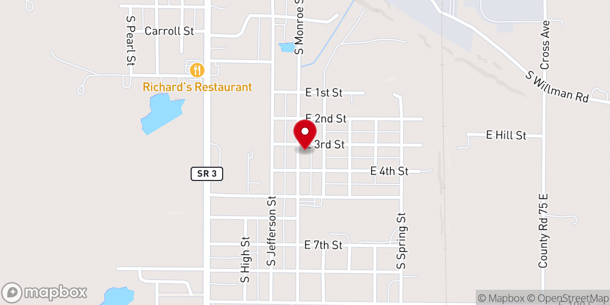 Map showing location of Hartford City Evangelistic Church