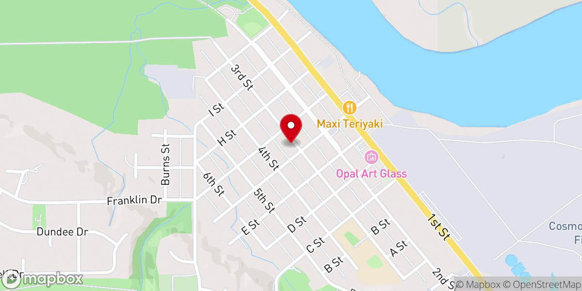 Map showing location of Cosmopolis Gospel Church