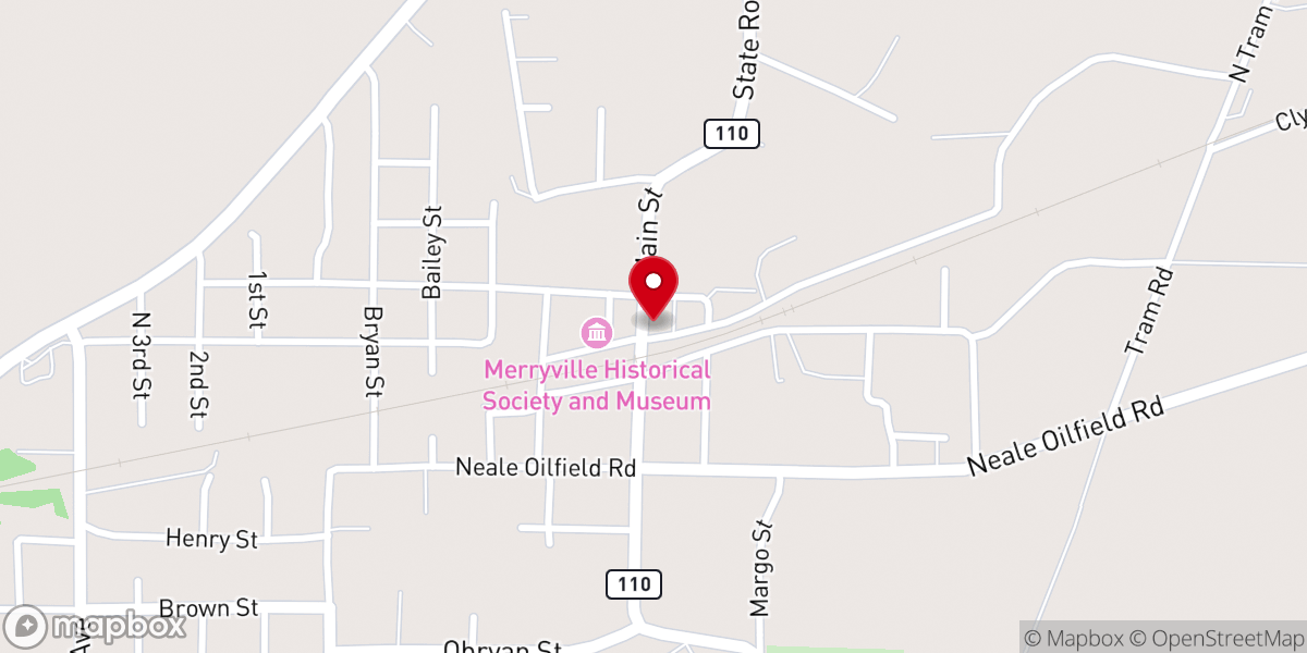 Map showing location of Hilltop Baptist Church