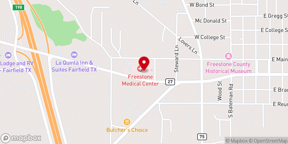 Map showing location of Freestone Medical Center
