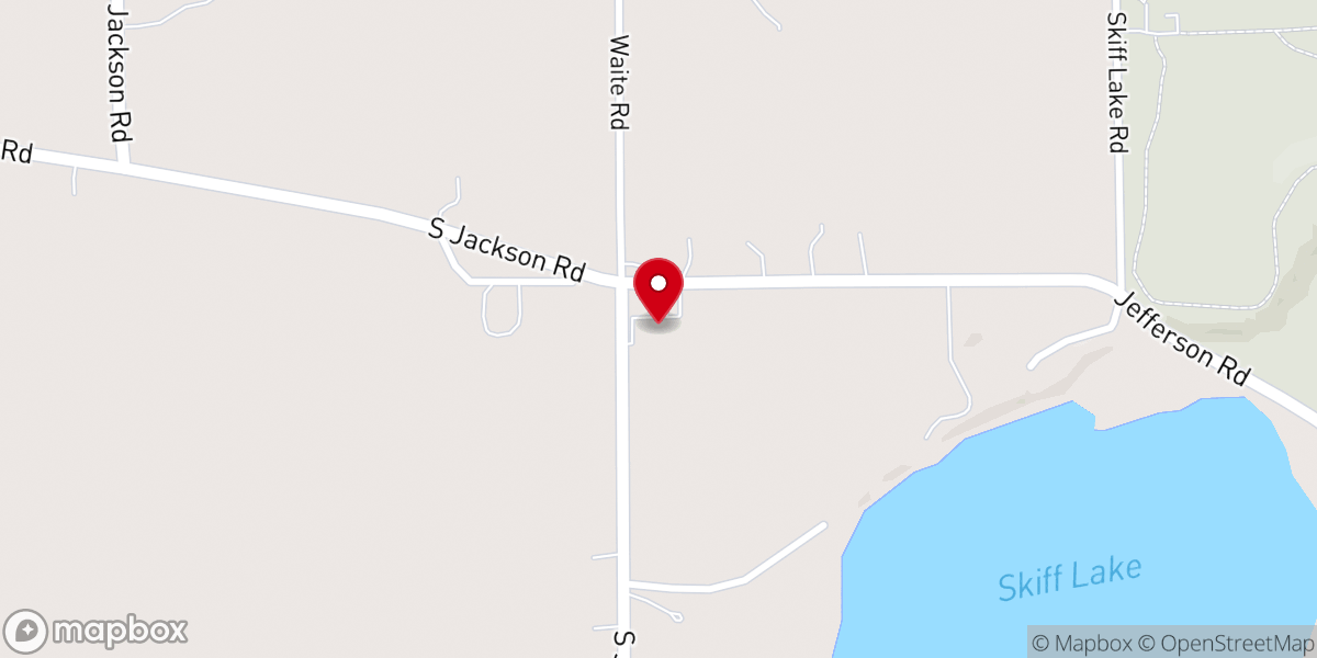 Map showing location of Skiff Lake Bible Church