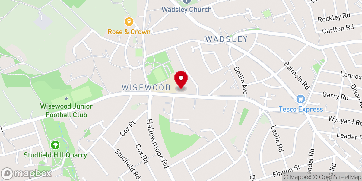 Map showing location of Wisewood Methodist Church