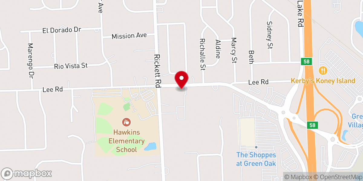 Map showing location of Tri-Lakes Baptist Church